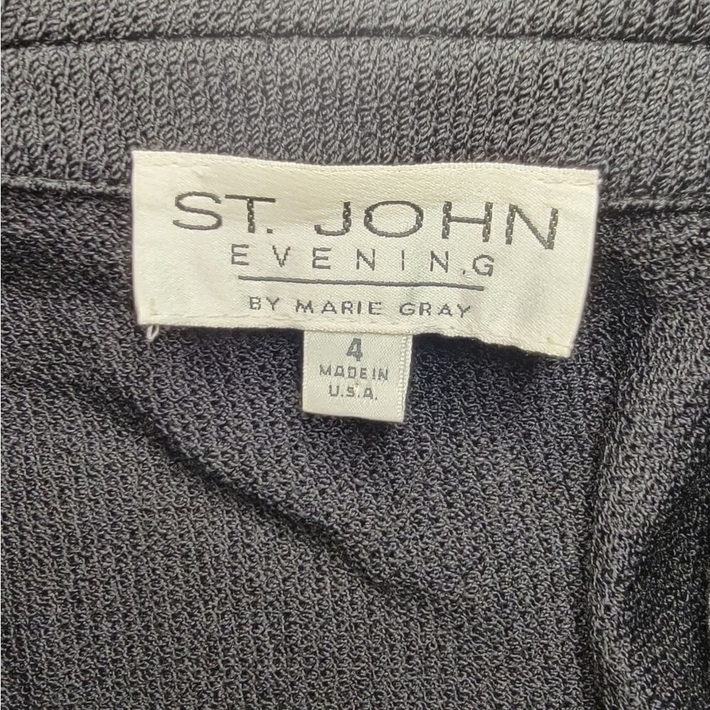 Rare St.John Evening Marie Gray Sequin Cardigan Zip-Up pailette Black 4 knit - Picture 11 of 13